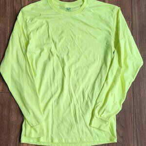 Safety High Visibility T-Shirt Mens Sz Small Fruit of The Loom Platinum Work Tee